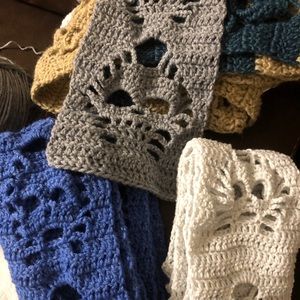 Handmade skull skeleton pattern crochet scarves!